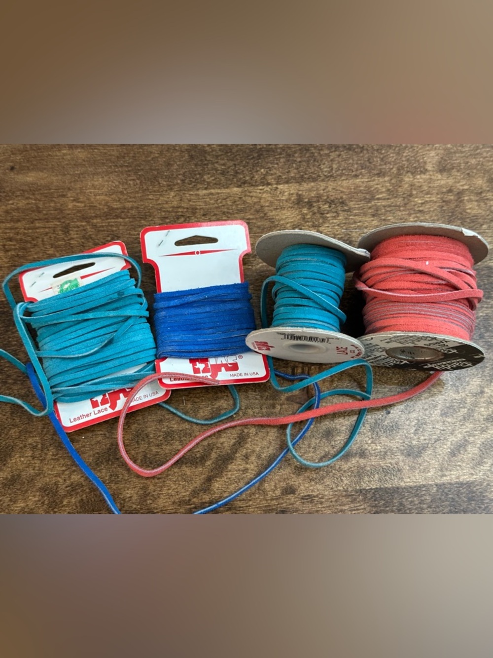 Suede Leather Laces in Teal, Royal Blue & Coral